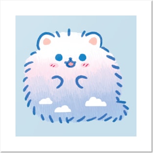 Fluffy Sky Pomeranian pom cute dog clouds Posters and Art